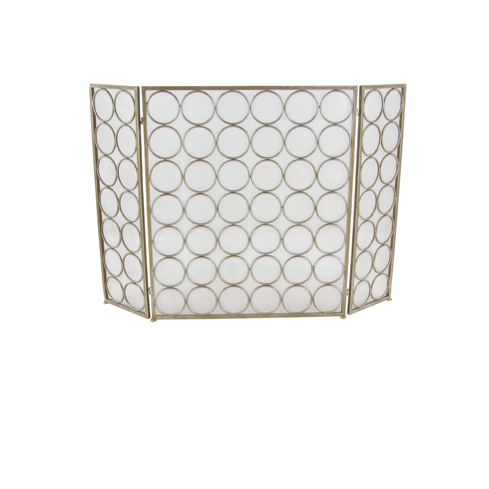 Brass Metal Modern Fireplace Screen, 32" x 47" x 1"